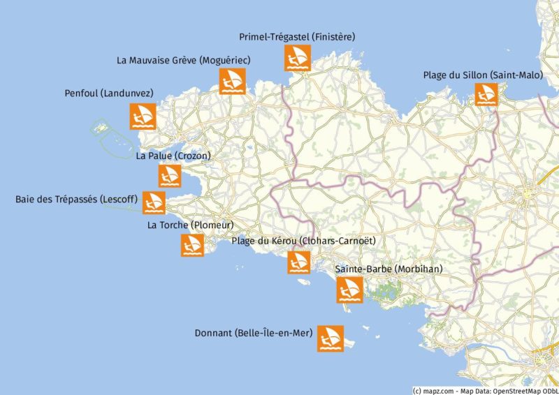 Bretagne Karte Sport & Aktivitäten: Themenkarten für alle Regionen