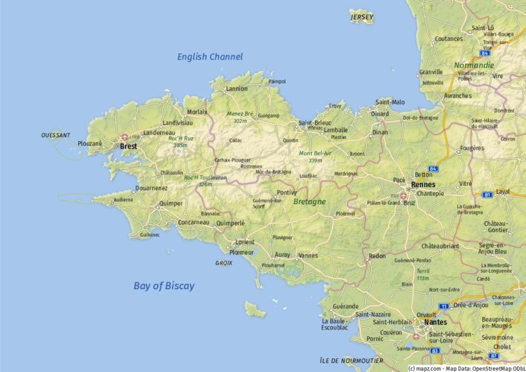 Bretagne Karte: Der beste Überblick über den Nordwesten Frankreichs